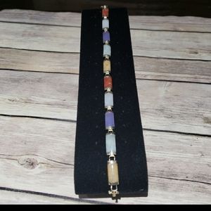 Vtg Heng Ngai 14k gold & Jade Signed Bracelet